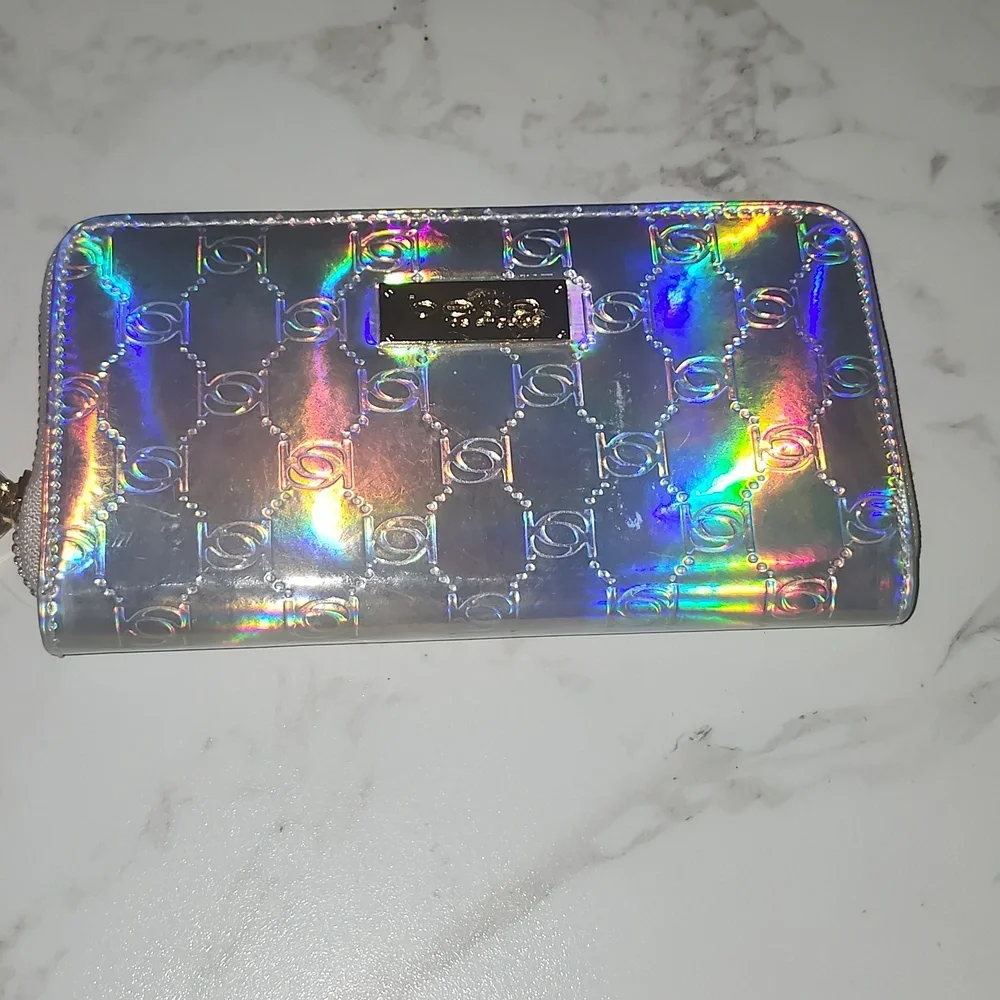 Bebe Irridescent Zip Around Wallet - Picture 2 of 13